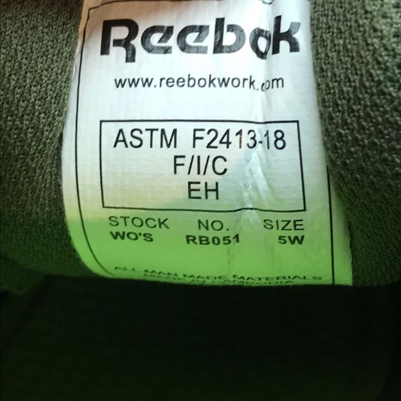 Reebok SubLite Cushion Work Green Composite Toe Safety Shoes Women’s Size 5 Wide - Picture 11 of 12